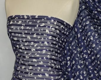 Chiffon Sheen Stripe Soft Touch Sheer Fabric- Blue/ White Ivy CHF193 BLWHT By Tia Knight