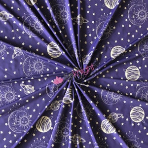 Luxe Heavy Matt Nylon Elastan 4-Wege-Stretch-Stoff - Celestial Moon & Stars SQ642 INK