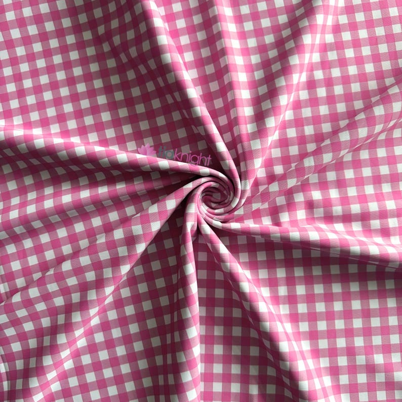 Luxe Heavy Matt Elastan 4-Wege-Stretch Schneiderei Swim Fabric - Gingham SQ882 Rosa