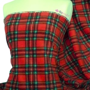 Polar Fleece Anti Pill Washable Soft Light Fabric- Red- Blue & Green Tartan Q1095 By Tia Knight