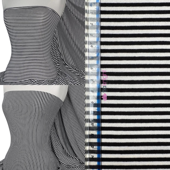 100% Viskose Jersey Stretch nähen Stoff Gestreift Q407 By Tia