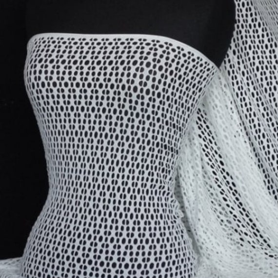 Fish Net 4 Way Stretch Circle Knit Material - Ivory Q899 IV By Tia Knight