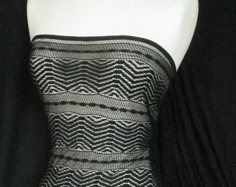 Pizzo Lavorato a maglia 4 Way Stretch Zig-Zag Tessuto - Nero SQ4 BK Di Tia Knight