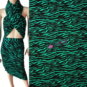 Viscose Elastane 4 Way Stretch Dressmaking Fabric- Jade/Black Tiger SQ631 JDBK By Tia Knight