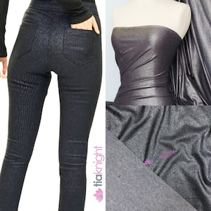 Shimmer Denim Look Stretch Fabric- Blue/Black Q1045 BLBK By Tia Knight