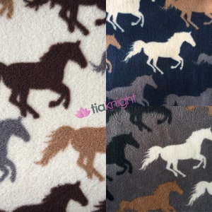 Polar Fleece Anti Pill Washable Soft Fabric- Horse Racing Multi PPFL51 By Tia Knight