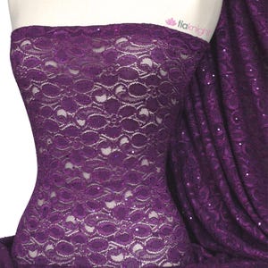 Lace Hologram Sequins Stretch Dressmaking Fabric- Purple Q1 PPL By Tia Knight