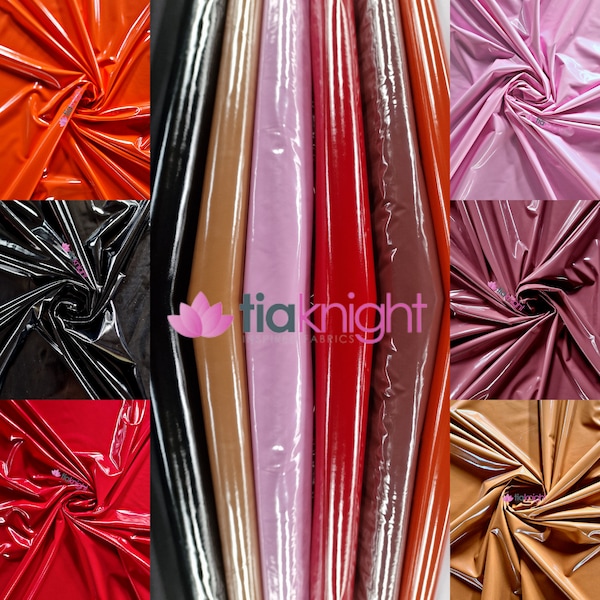 High Shine Liquid PVC Vegan Leather Stretch Fabric- Multiple Colours Available SQ707