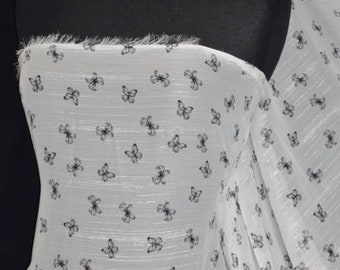 Chiffon Silver Shimmer Soft Touch Sheer Fabric - Butterfly Farm CHF194 WHTBK By Tia Knight