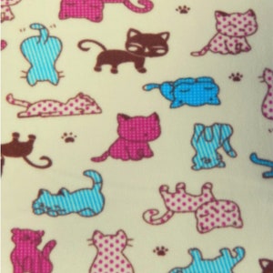 Polar Fleece Anti Pill Washable Soft Fabric - Kitty Cats PF231 MLT By Tia Knight