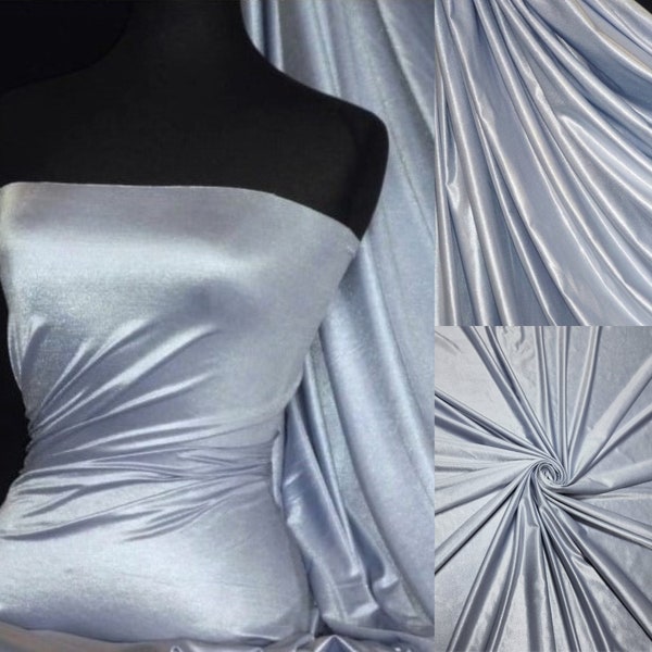 Shiny Lycra Stretchy Lightweight Dressmaking Décor Material- Shimmer Blue SQ68 SHBL By Tia Knight