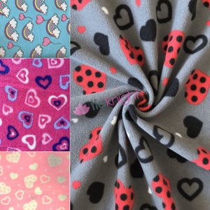 Polar Fleece Valentines Day Hearts Prints Anti-Pill Super Soft Cuddly Fabric By Tia Knight