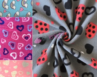 Polar Fleece Valentines Day Hearts Prints Anti-Pill Super Soft Cuddly Fabric By Tia Knight