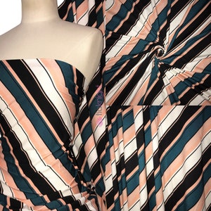 Viscose Cotton Stretch Elastane Jersey Fabric - Geometric Stripes SQ325 MLT By Tia Knight