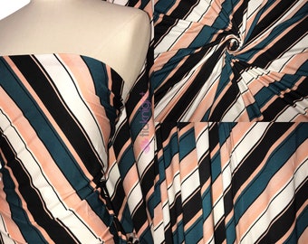 Viscose Cotton Stretch Elastane Jersey Fabric - Geometric Stripes SQ325 MLT By Tia Knight