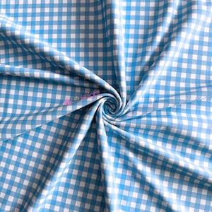 Luxe Heavy Matt Elastan 4-Wege-Stretch Schneiderei Swim Fabric - Gingham SQ882 Turquoise