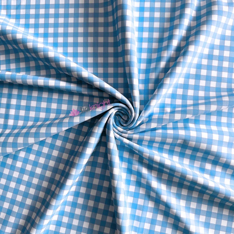 Luxe Heavy Matt Elastan 4-Wege-Stretch Schneiderei Swim Fabric - Gingham SQ882 Turquoise