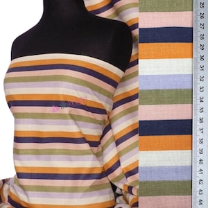 Poly Cotton Woven Material- Vertical Multi Stripe Q1013 MLT By Tia Knight