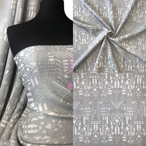 Neoprene 3D Scuba Stretchy Poly Elastane Jersey Face Covering Material- Geometric Marl Grey/White SCB211 MGR