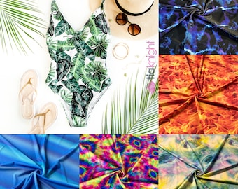Printed Matte Swimwear Nylon Elastane 4 Way Stretch Dressmaking Fashion Fabric