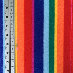Polar Fleece Anti Pill Washable Soft Fabric- Rainbows Stripes SQ679 MLT By Tia Knight