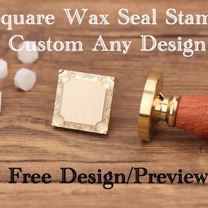 Quadratischer Wachs Siegel Stempel, Benutzerdefiniert Quadratischer Messing Wachs Siegel Stempel, Individuelles Logo, European Style Quadrat Wachs Siegel, Rechteckiger Wachsstempel