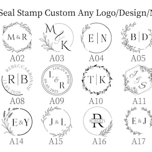 Selo de cera com logotipo inicial personalizado para convite, selo de cera de casamento personalizado, conjunto de selos de cera de letras, kit de selos de cera de emblema de casamento