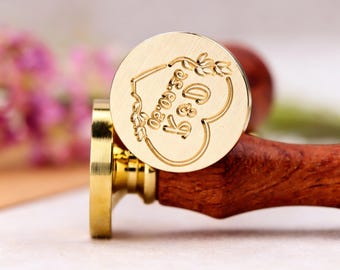 Aangepaste lakzegelstempel met initiaal logo, lakstempelset voor gepersonaliseerd cadeau, lakzegelset bruiloft voor cadeaus