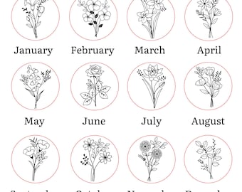Birth Month Flowers Wax Seal Stamp, Wildflowers Birthmonth Wax Seal for Gifts, Flower Bouquet Wax Stamp Set for Birthday Gift, Custom Stamp