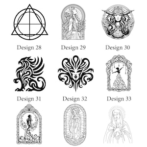 Timbro in ceralacca con logo Griffin, timbro in ceralacca con disegno Medusa, timbro in ceralacca con bella donna, timbro in ceralacca con la Vergine Maria, decorazione per matrimonio