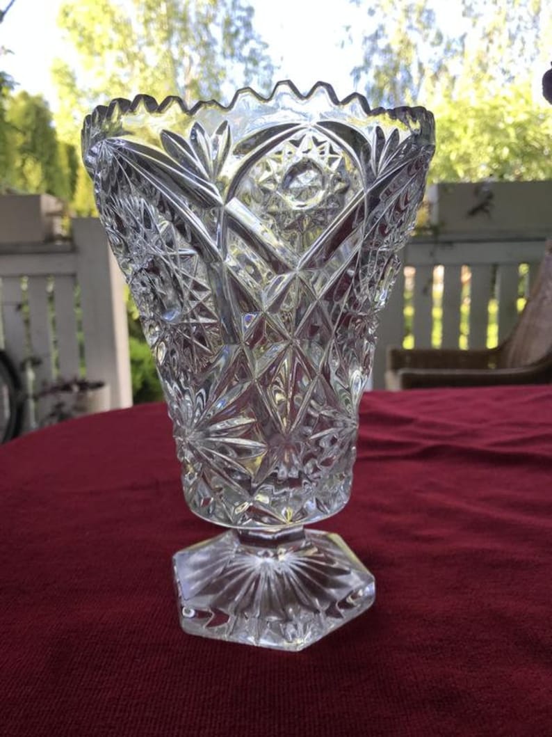 Old German crystal vase for flowers antiques decor for home Etsy