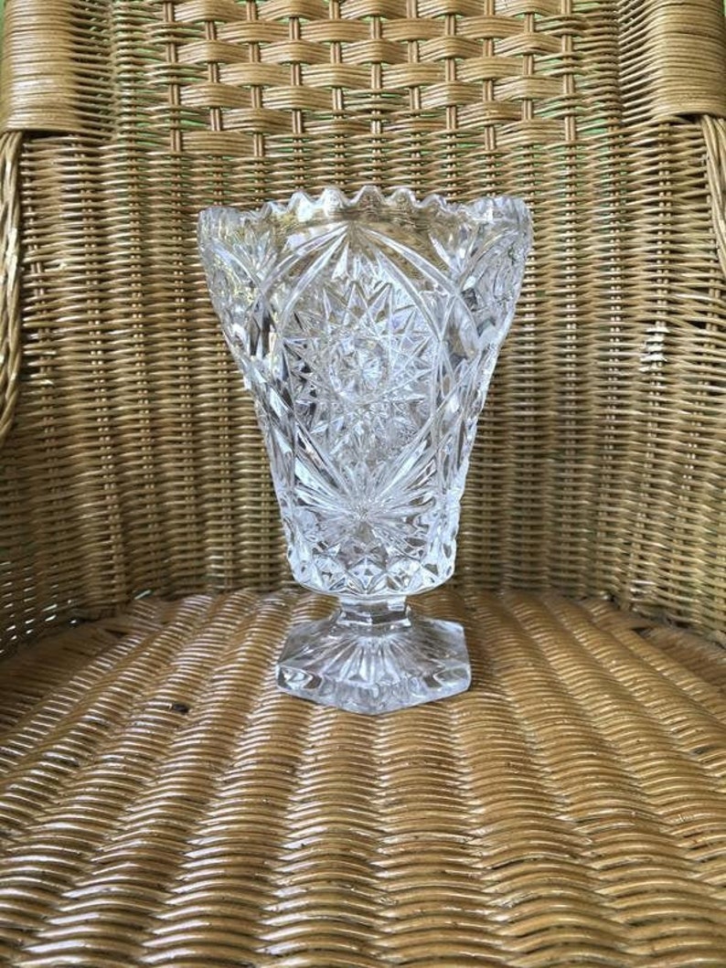 Old German crystal vase for flowers antiques decor for home Etsy