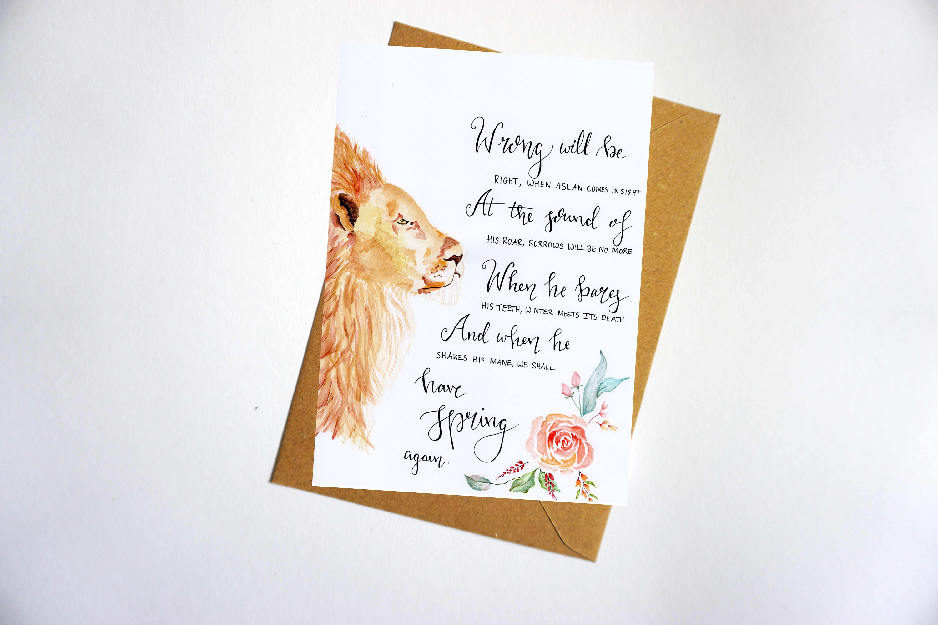 Aslan Greeting Card, Narnia Quote, the Lion the Witch and the Wardrobe ...