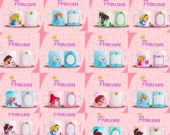 26 Diseños Sublimación Princesa - sublimation templates - mug template - sublimation designs Princesas - Comunion- Princesas