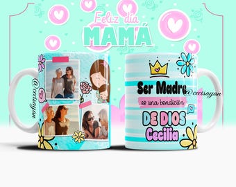Diseño Para Tazas del Dia de la Madre /Mug / Sublimación/Plantilla para Sublimar Dia de la Madre /Feliz Dia Mama /Editable/psd/photoshop