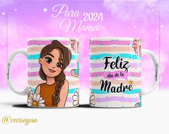 Plantillas para tazas dia de las madres PSD editables / 13 Mother's day mug templates PSD with spanish phrases