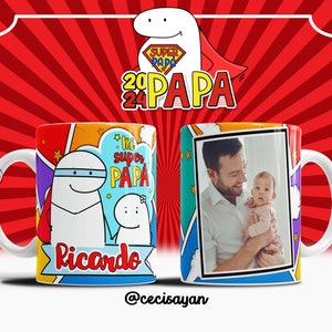 9 Diseño Para taza / Dia del Padre / diseño sublimación de taza de 11 oz / Diseño día del Padre / DISEÑO SUPER PAPA /Editable Psd/Mug Papa