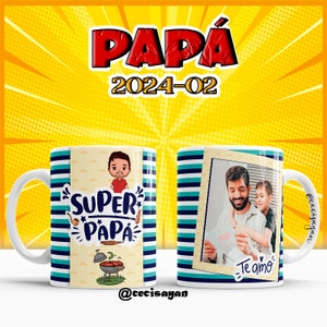 08 Plantillas Editables para Sublimar Tazas del Dia del Padre, Diseños de tazas para PAPA Se incluyen Mockups y Fuentes.