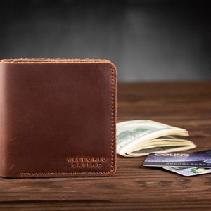 Portafoglio bifold in pelle, portafoglio fatto a mano, portafoglio sottile, portafoglio per carte di credito, portafoglio da uomo, porta carte in pelle, portafoglio per uomo, portafoglio sottile da donna