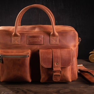 Full grain leather briefcase, mens brown leather laptop bag, mens leather satchel, crazy horse leather briefcase, mens leather, handmade bag Caramel