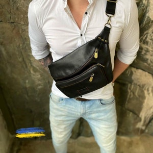 Leder Witziges Pack, Witziges Pack, Hip Bag, Schwarze Banane Tasche, Hands Free Bag Leder Bumbag funnybag Gürteltasche Hip Sling Bauchtasche Taille Pack Tasche