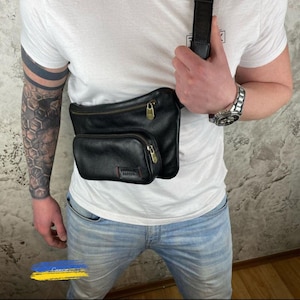Leder Gürteltasche, Damen Bauchtasche, Damen Hüfttasche, Leder Gürteltasche für Männer, Damen lustiges Pack, schwarze Leder Bauchtasche, lustiges Pack
