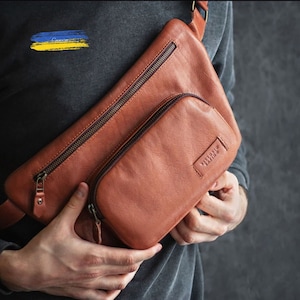 Lustige Ledertasche für Männer, Ledertasche, schwarze Ledergürteltasche für Männer, Ledertasche für Männer, Gürteltasche aus Leder, Gürteltasche für Damen, braune Hüfttasche