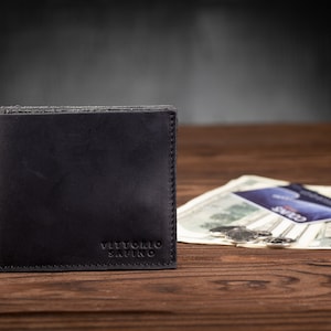 Cartera de cuero negro, billetera plegable con botón, billetera plegable, monedero de cuero con bolsa de monedas, titular de tarjeta de cuero, billetera de efectivo para hombres