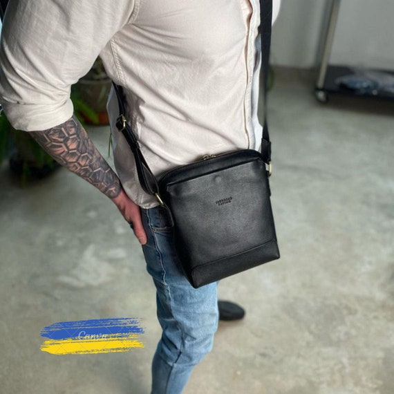 Crossbody Bag Men's Shoulder Bag Vintage Leather Vertical Hand Business  Men's Casual Leather Bag Satchel Bag For Men