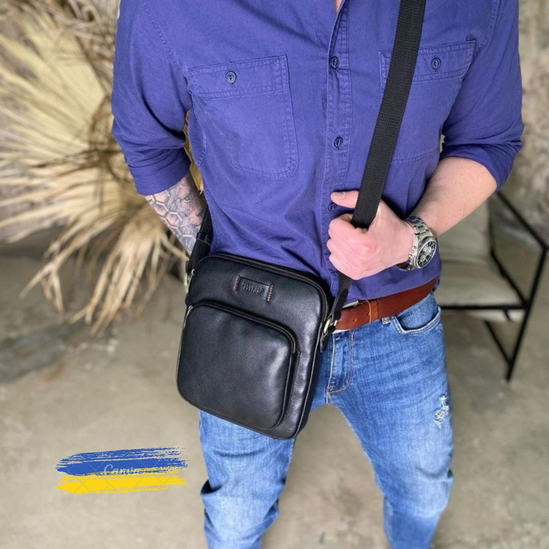 Leather Men's Bag, Men's Crossbody Leather Bag, Natural Leather Bag for Men, Crossbody Sling Bag