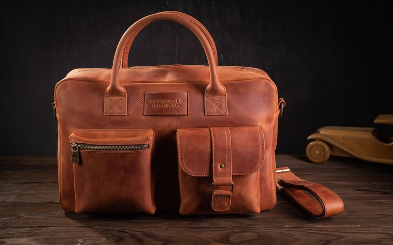 Full grain leather briefcase, mens brown leather laptop bag, mens leather satchel, crazy horse leather briefcase, mens leather, handmade bag Caramel