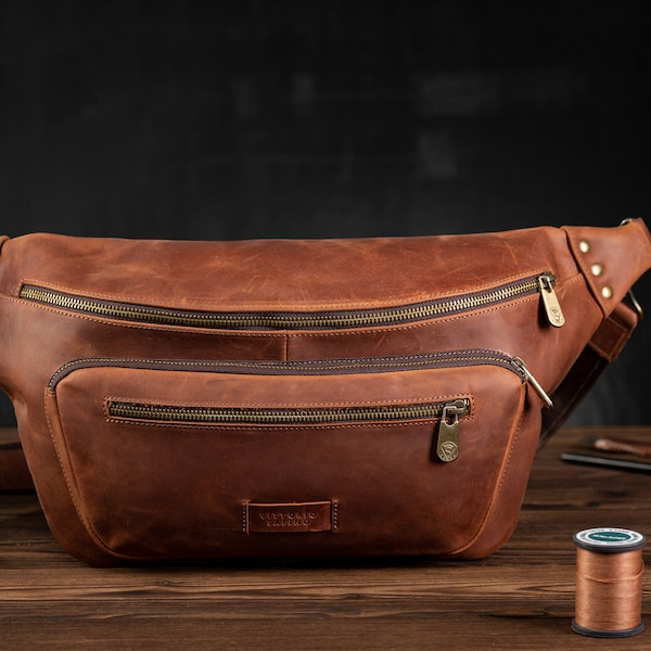 Leather Waist Bags For Men 2026.Genuine Leather Waist Bags for Men - Etsy