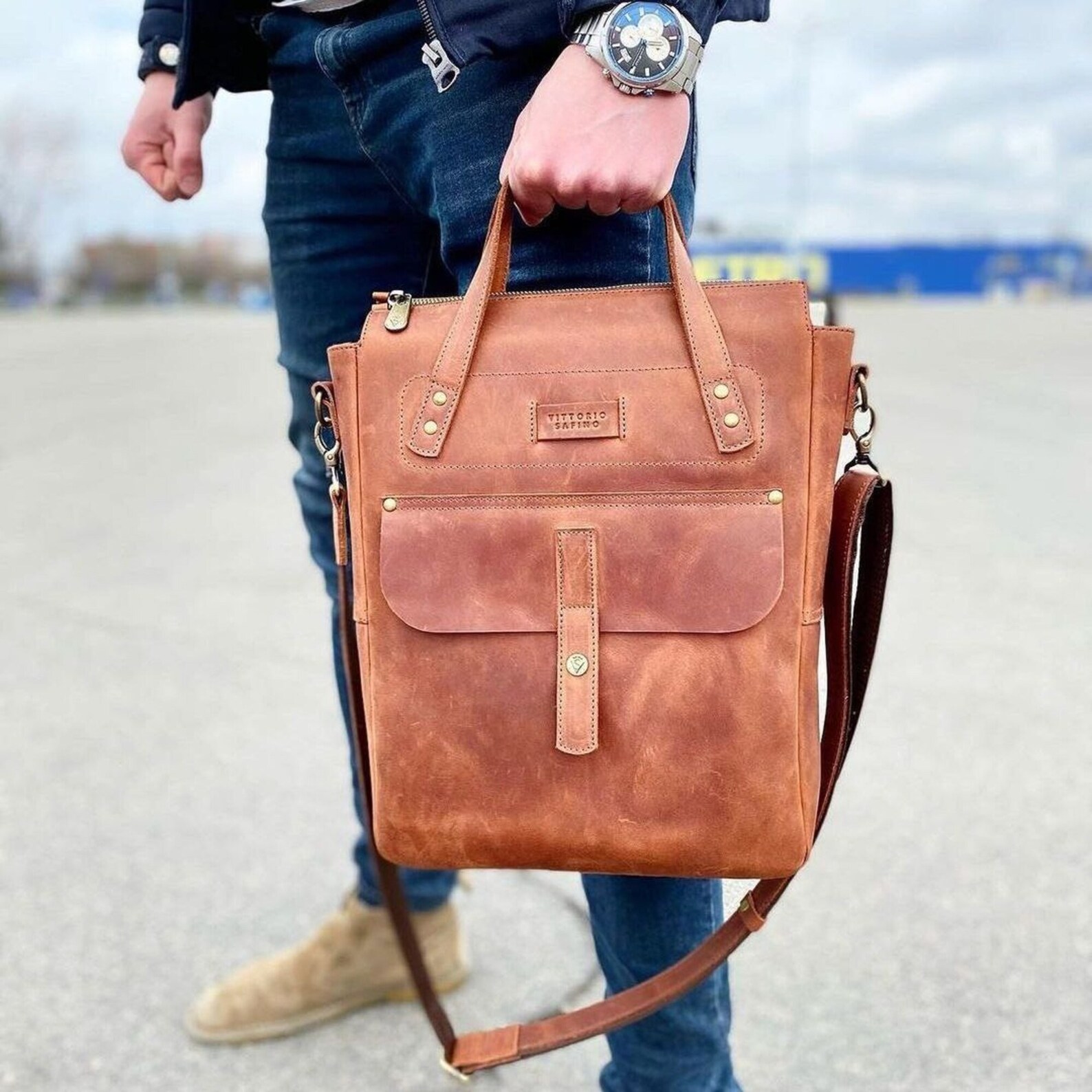 Leather Messenger Bag Men Large Leather Shoulder Bag Etsy