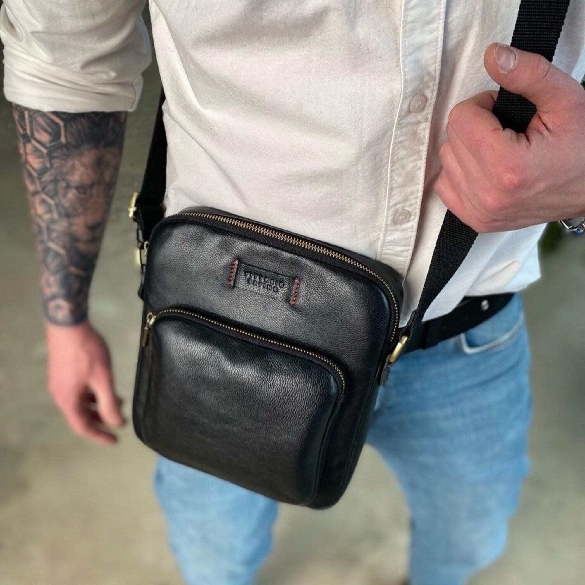 Leather Men's Bag, Men's Crossbody Leather Bag, Natural Leather Bag for